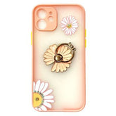 Iphone 12 / 12Pro ( 6.1 Inch) Flower Design Ring Case Rose Gold