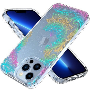 Iphone 13Pro Max (6.7Inch) Clear Design Case with Flower on sides