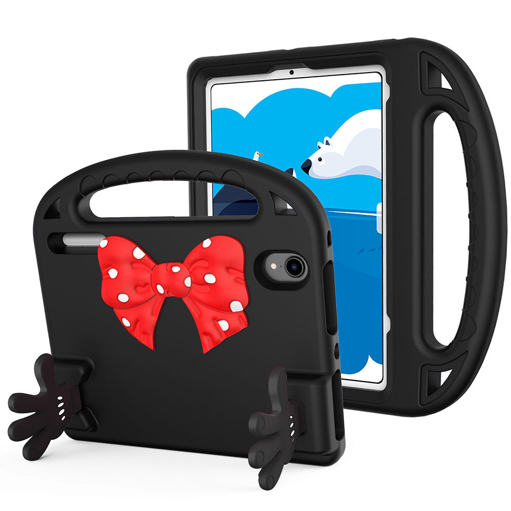 Apple Ipad Mini6 Handle Case with Bow and Hands as Kickstand Black