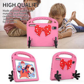 Apple Ipad 10.2 / 10.5 Inch Handle Case with Bow and Hands as Kickstand Hot Pink