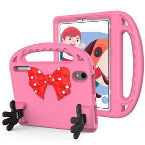 Apple Ipad Mini6 Handle Case with Bow and Hands as Kickstand Hot Pink