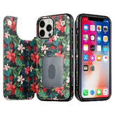 Iphone 13Pro Max (6.5Inch) Backflip Wallet Floral Design Case Green