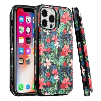 Iphone 13Pro Max (6.5Inch) Backflip Wallet Floral Design Case Green