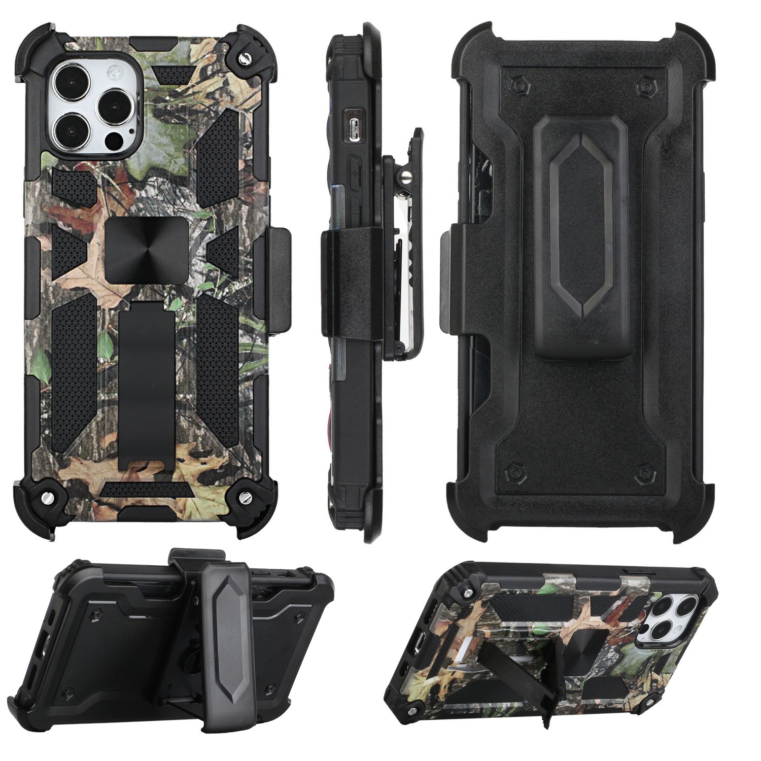 Iphone 13 (6.1Inch) Belt Clip Magnetic Case Camo Green