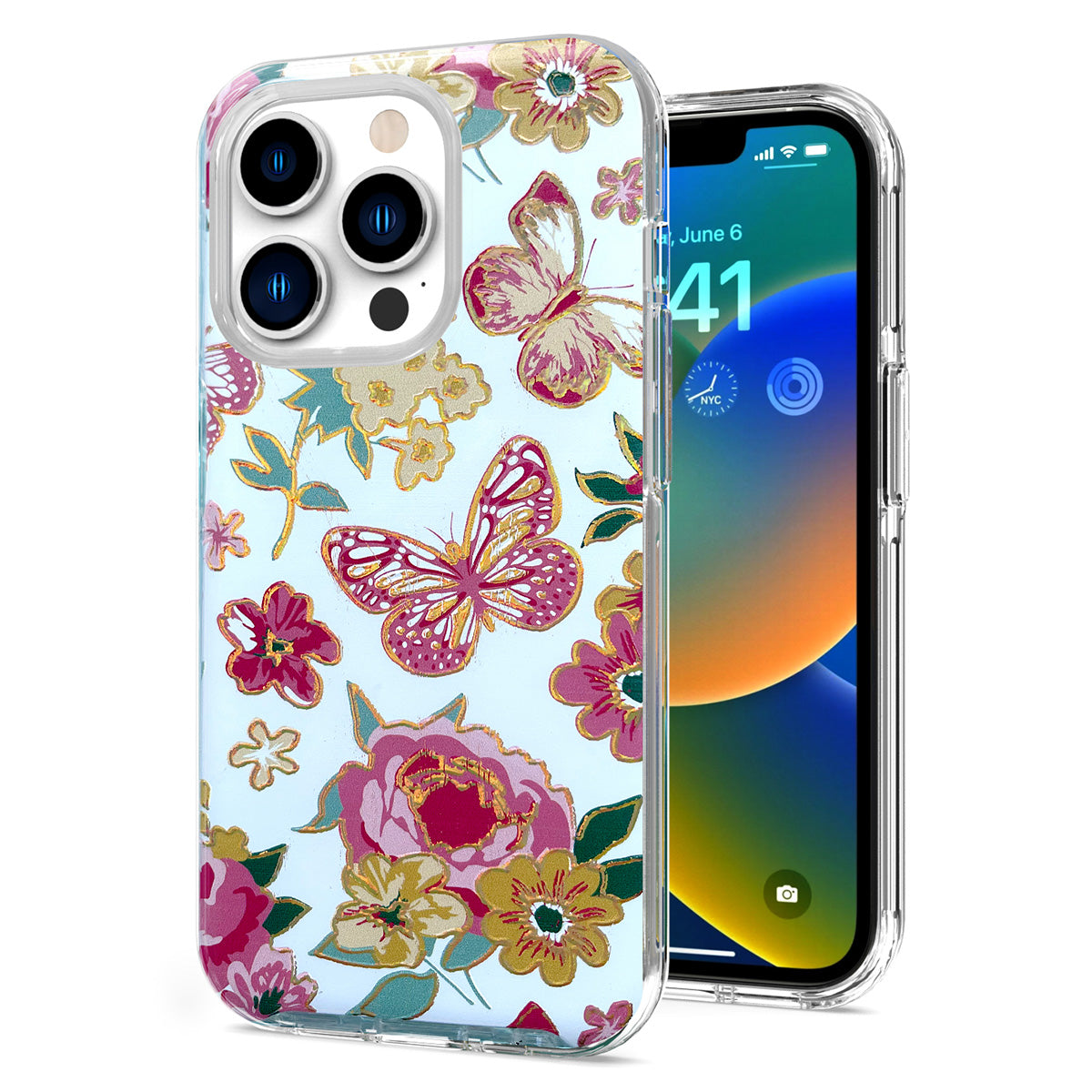 Iphone 13Pro Max (6.7Inch) Design Case with Butterflies on White