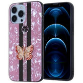 Iphone 13Pro (6.1 Inch) Butterfly Case With Diamond Rose Gold