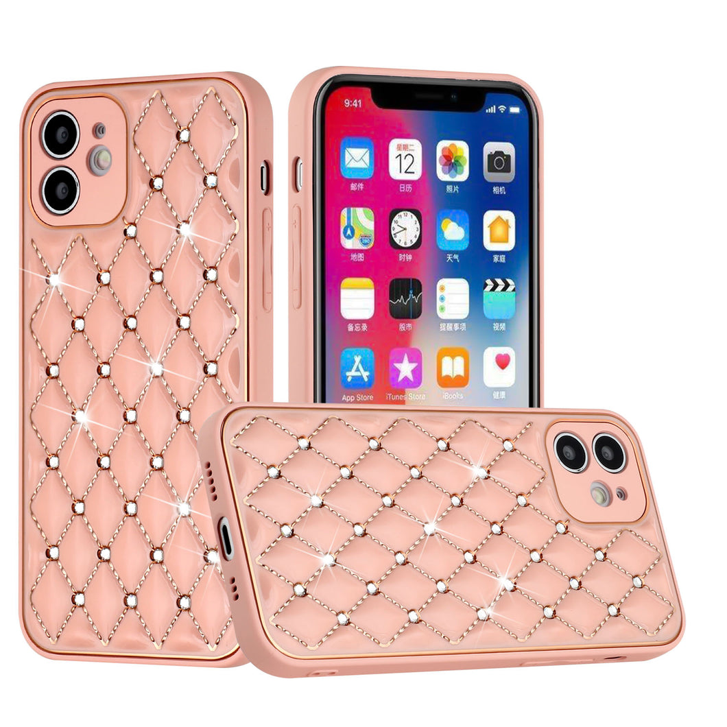 Iphone 13Pro (6.1 Inch) Cross Stitch With Diamond Case Rose Gold