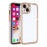 Iphone 13Pro (6.1 Inch) Diamond Border Case with Camera Lens Cover White