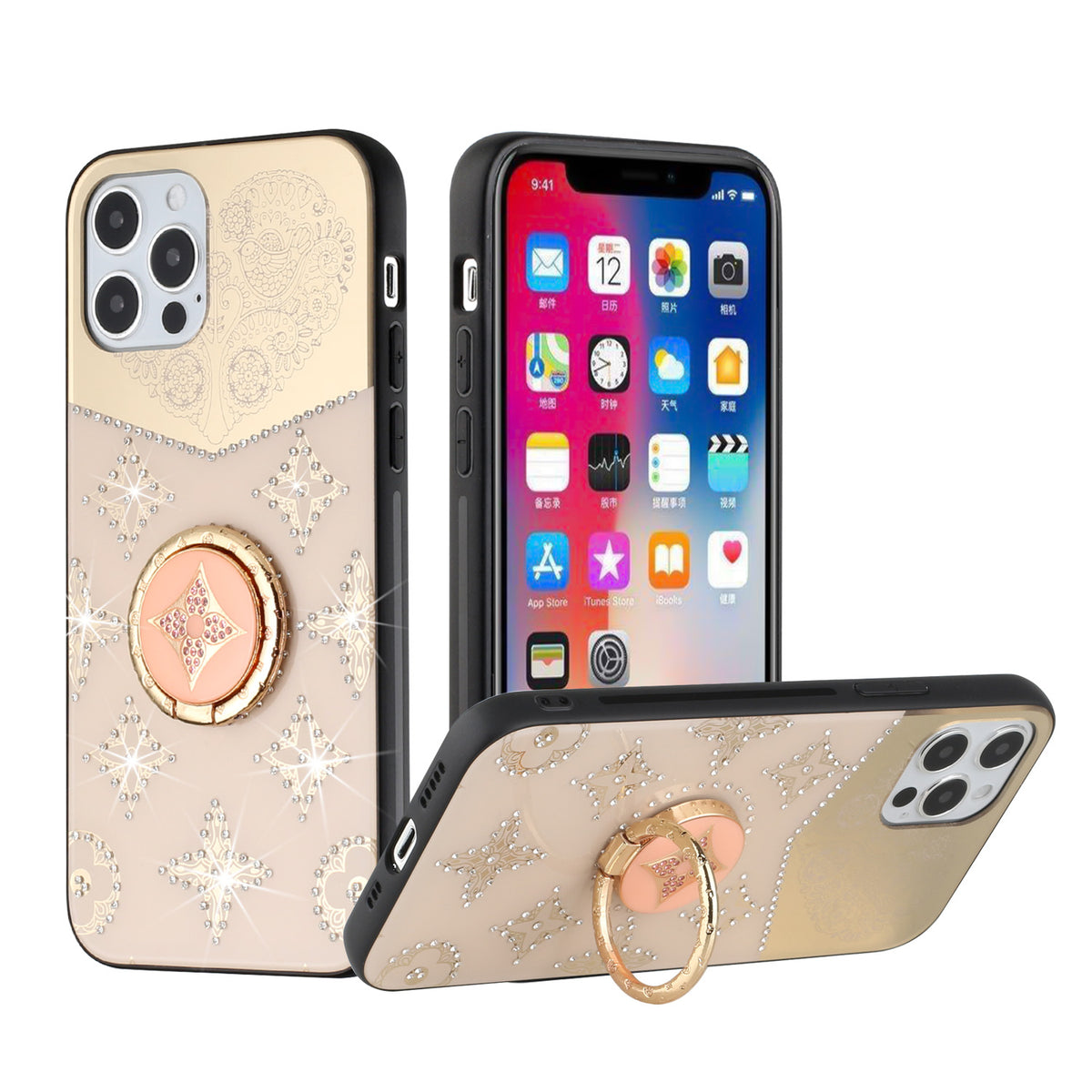 Iphone 13 (6.1Inch) Diamond Ring Case Rose Gold