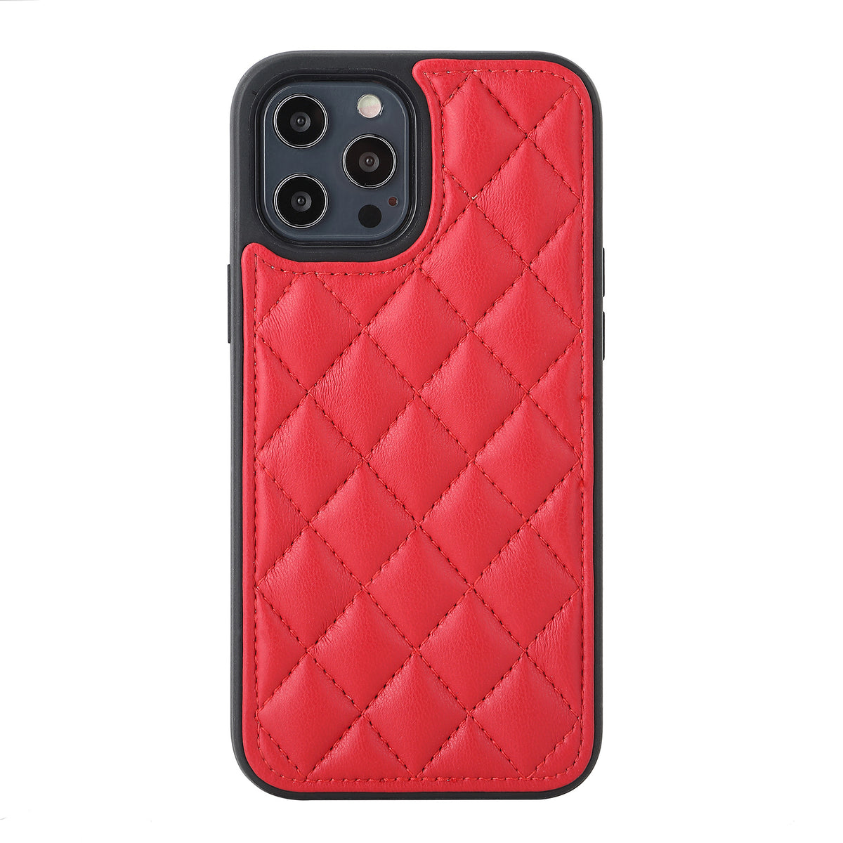 Iphone 13Pro (6.1 Inch) Leather Cross Stitch Case Red