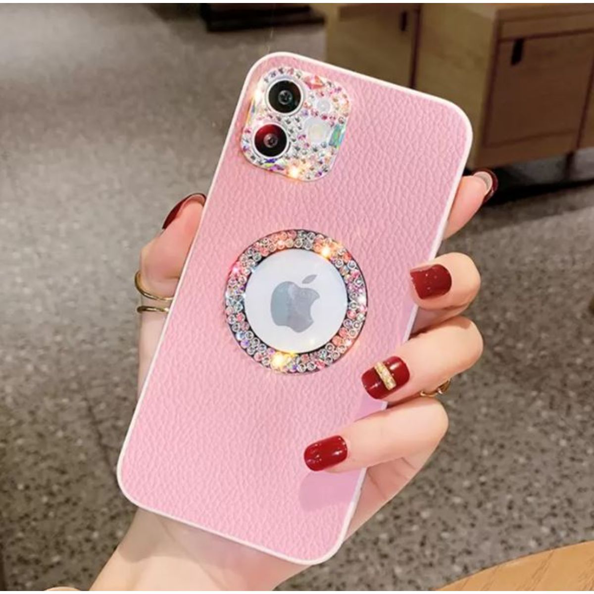 Iphone 7 / 8 / SE Logo Diamond Matt Solid Case Pink