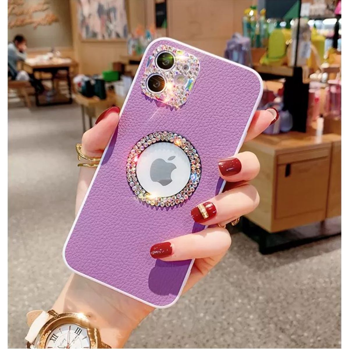 Iphone 13 (6.1Inch) Logo Diamond Matt Solid Case Purple