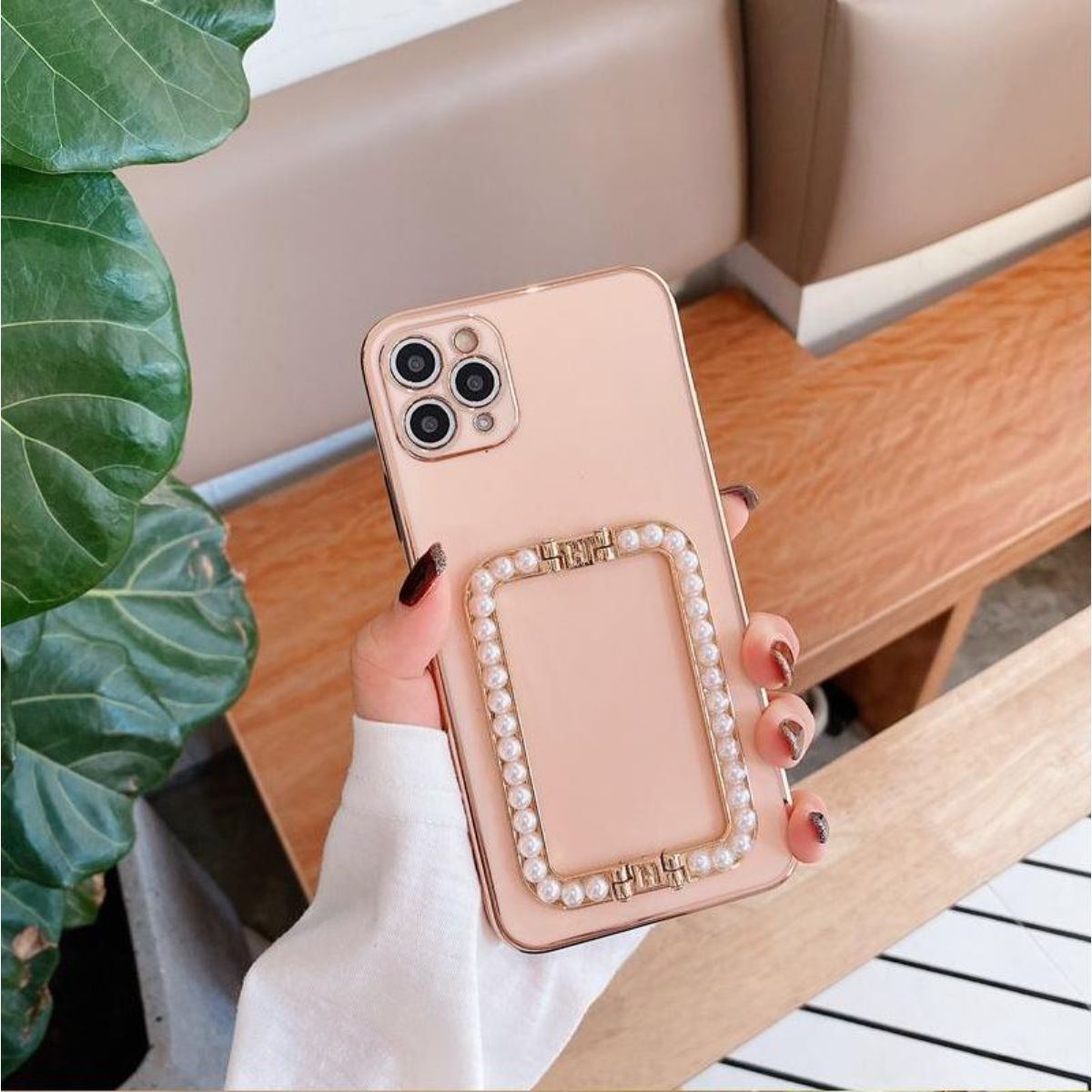 Iphone 13Pro Max (6.5Inch) Pearl Stand Case Rose Gold