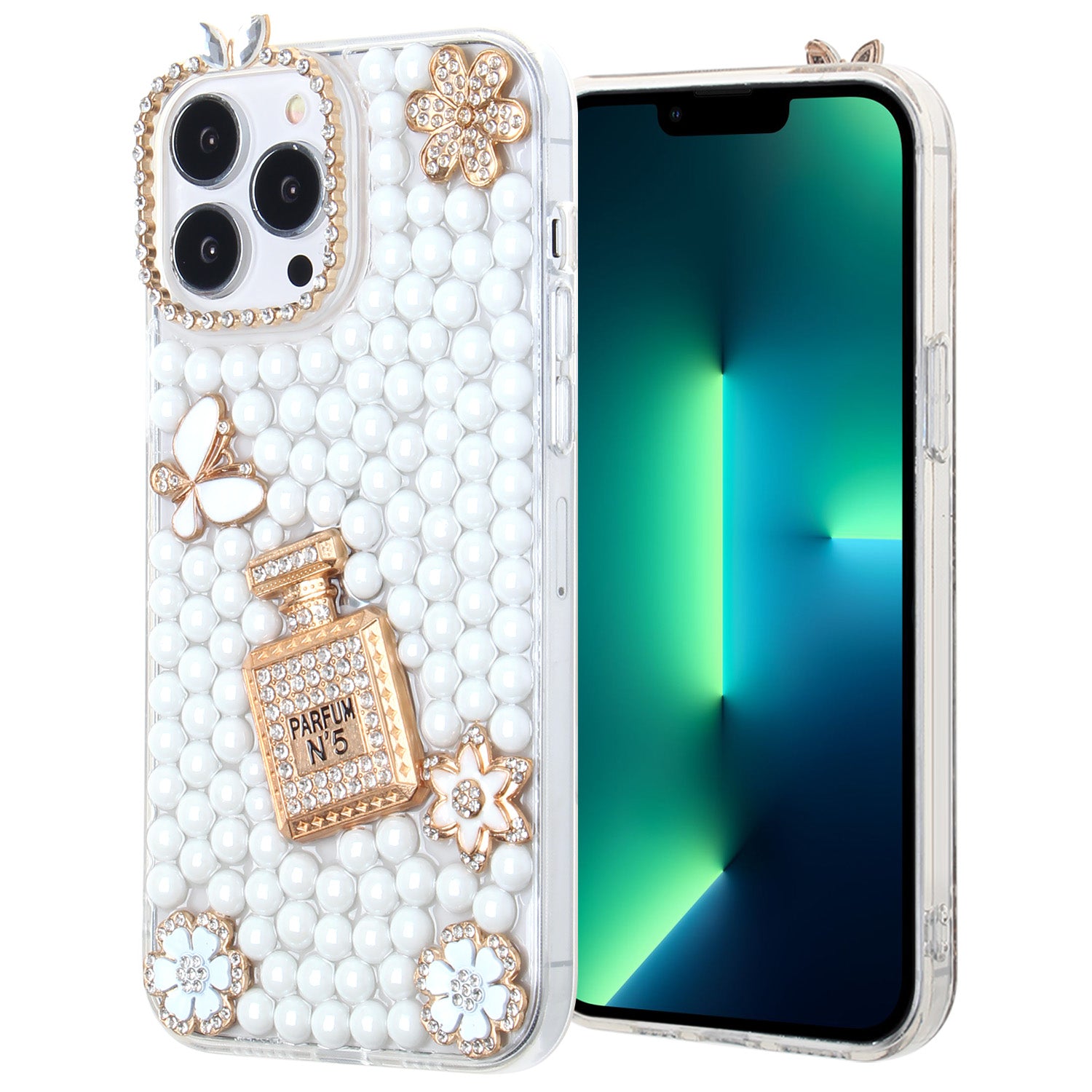 Iphone XR (6.1Inch) White Pearl Diamond Case with Perfume