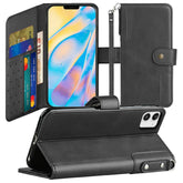 Iphone 7 / 8 / SE Retro Wallet Flip Case with card slots Black