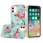 Iphone 11 (6.1Inch) Design Case with Flowers on Teal