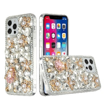 Iphone 13 (6.1Inch) Big Diamond Case with Teddy Silver