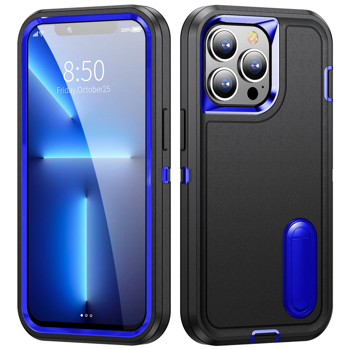 Iphone 7 / 8 / SE Tough Kickstand Case Black Blue