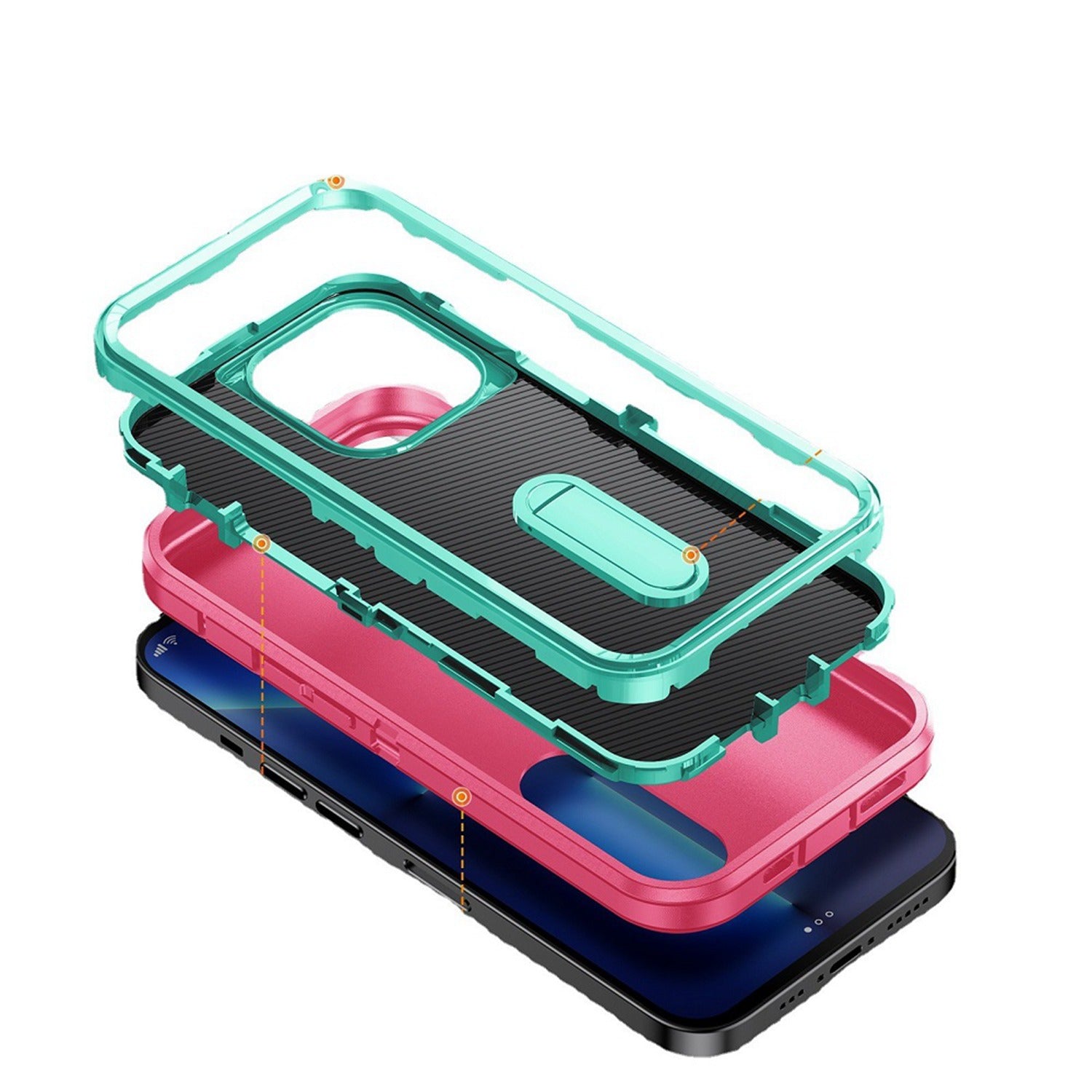 Iphone 11 (6.1Inch) Tough Kickstand Case Pink Teal