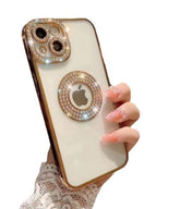 Iphone 14 Diamond Logo Circle and Camera Lens Case Gold