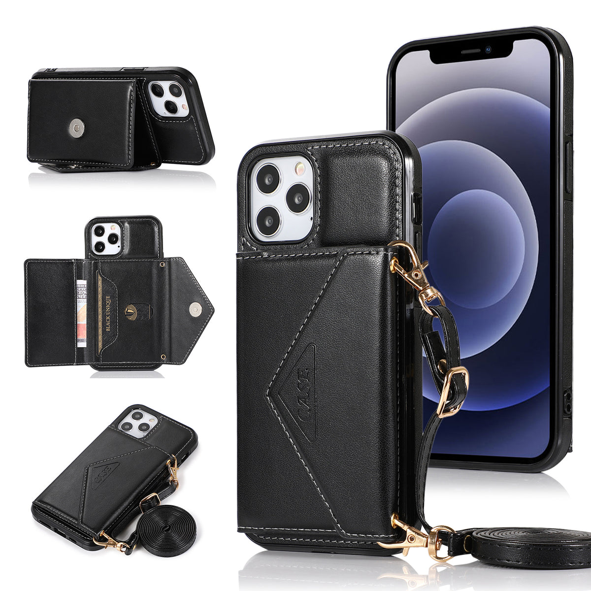 Iphone 7 / 8 / SE Leather Back Pocket Case Black