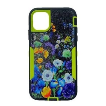 Iphone 11 (6.1 Inch) Tough Case Flowers on Green