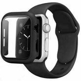 Apple Watchband Silicone and Tempered Glass with Frame 38mm / 40mm Black